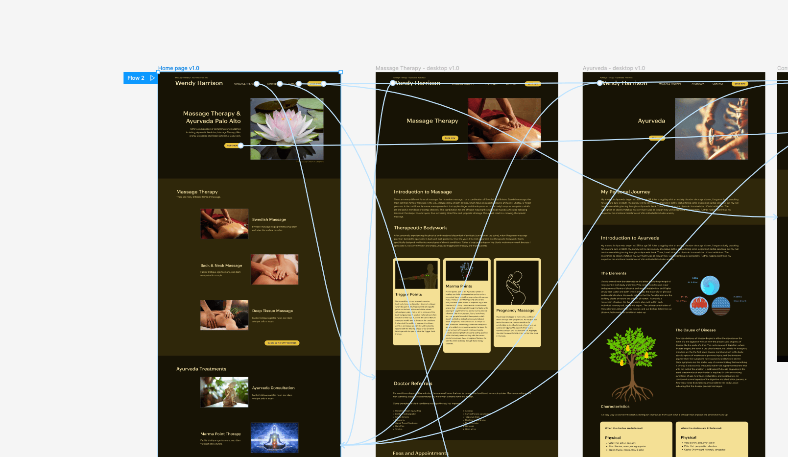 screenshot of prototype for professional services - massage therapist